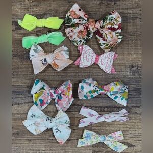 Floral and Neon Kids Hair Bow Set